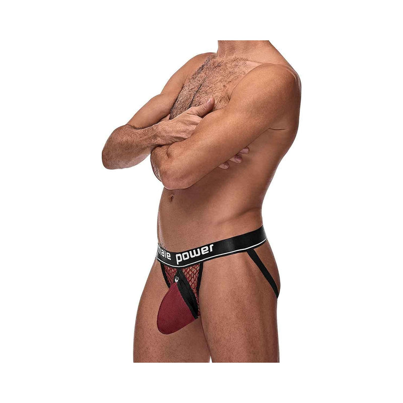 Cock Pit Net Cock Ring Jock - L/ XL - Burgundy