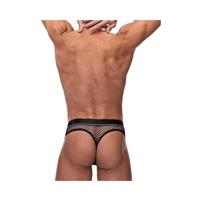 Cock Pit Net Cock Ring Thong - S/ M - Black