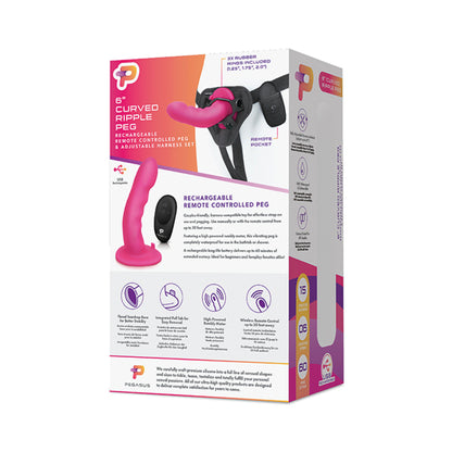 Pegasus 6" Wireless Remote Control Curved Ripple Peg With Harness Pink