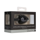 Ouch! Extra Large Diamond Butt Plug With Handle - Black