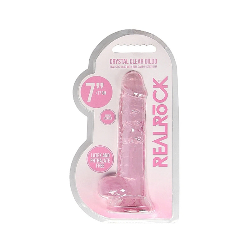 Realrockrealistic Dildo With Balls 7" Pink