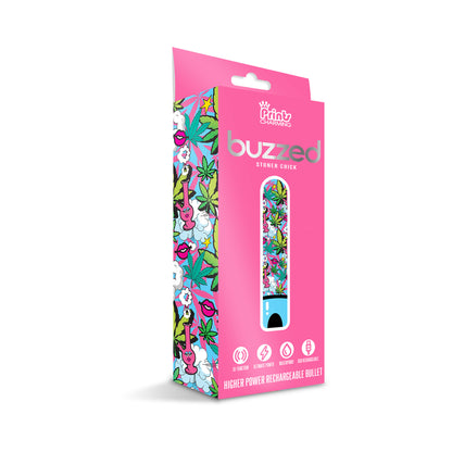 Prints Charming Buzzed Rechargeable 3.5" Bullet - Stoner Chick - Blue