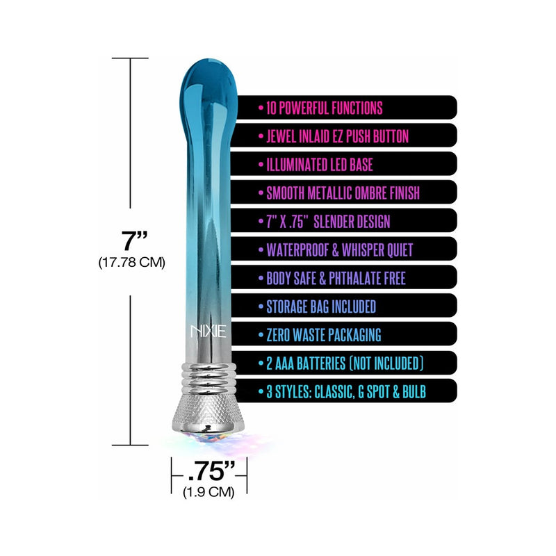 Nixie Waterproof 10-function Bulb Vibe - Blue Ombre Glow
