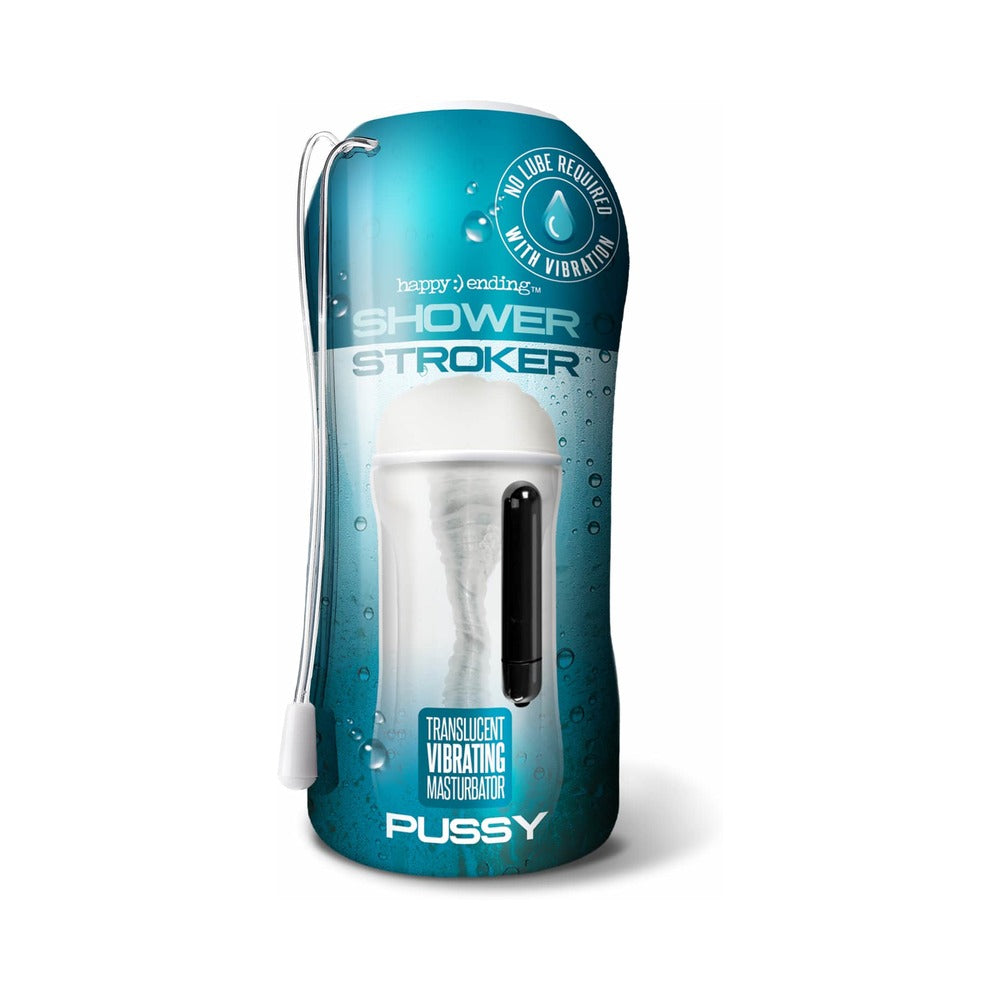 Happy Ending Self-lubricating, Vibrating Shower Stroker - Pussy