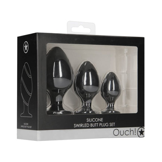 Ouch Swirled Butt Plug Set Black