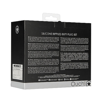Ouch Rippled Butt Plug Set Black