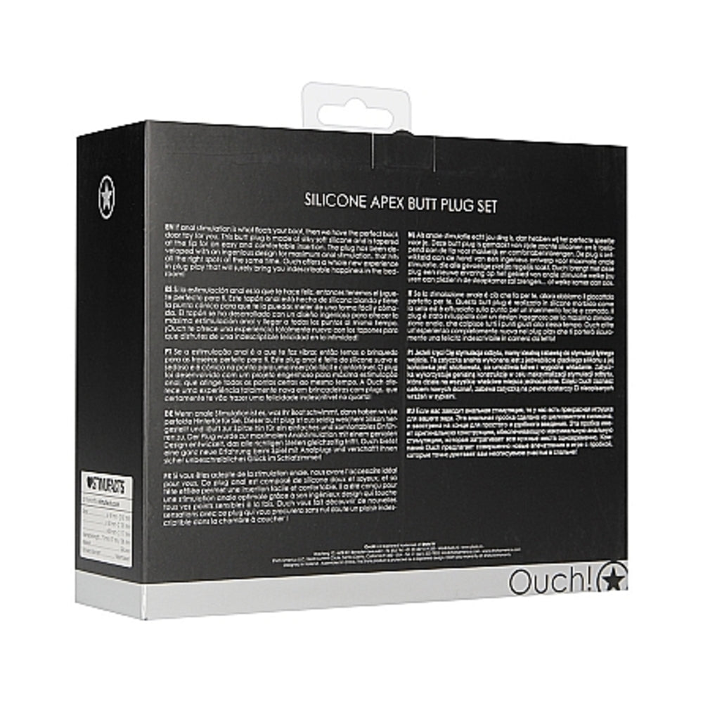 Ouch Apex Butt Plug Set Black