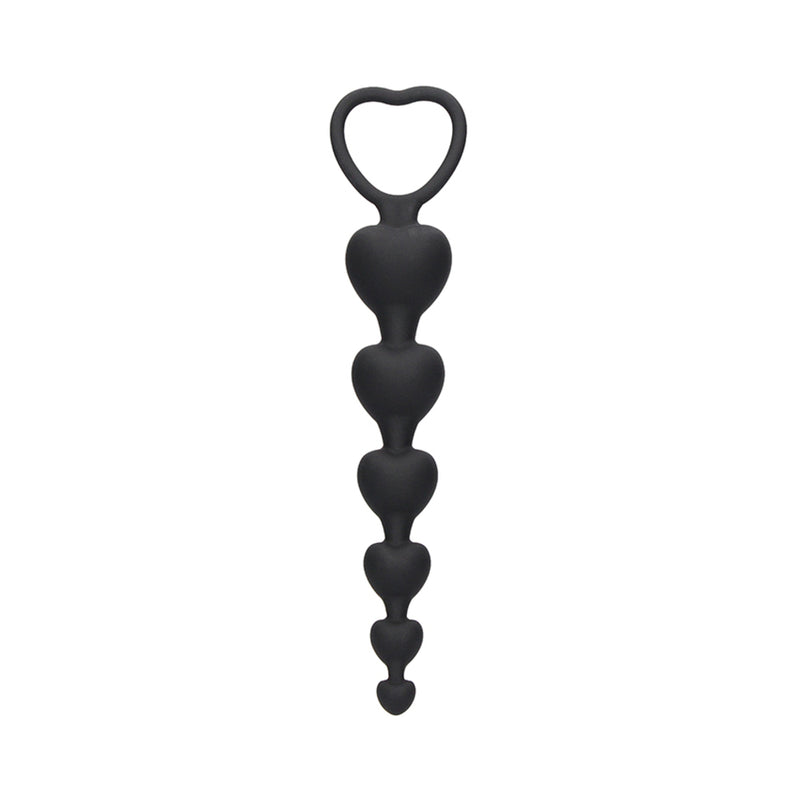 Ouch Anal Heart Beads Black