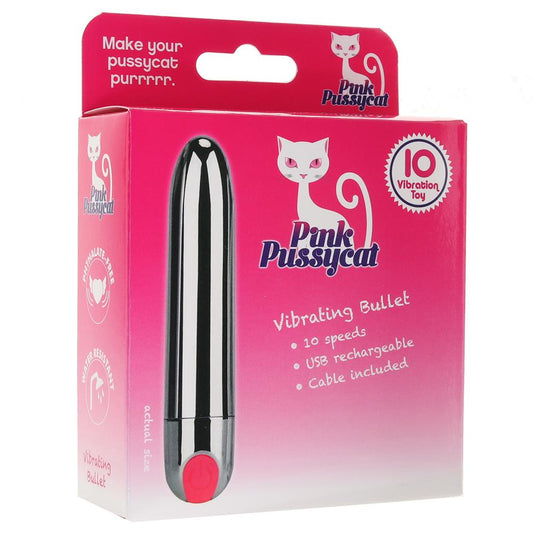 Pink Pussycat Vibrating Bullet - Silver