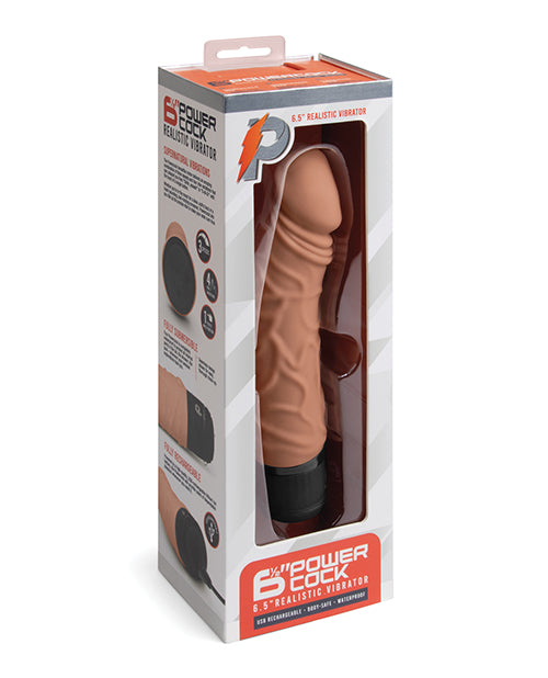Powercocks 6.5' Realistic Vibrator - Mocha