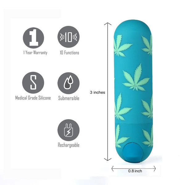 JESSI 420 10 FUNCTION MINI RECHARGEABLE BULLET EMERALD