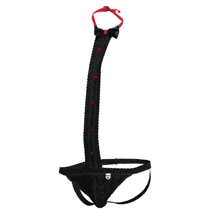 Male Basics Tuxedo Lace Jockstrap Black S/M
