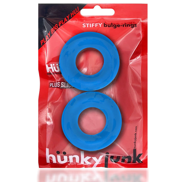 Hunky Junk Stiffy 2 Pack Cockrings - Teal Ice