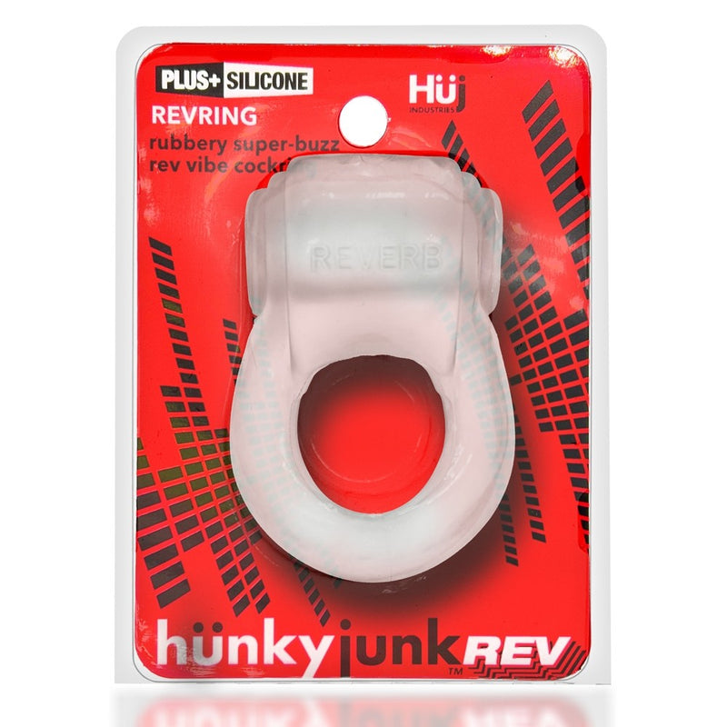 Hunkyjunk Revring Cock Ring w/Vibe - Clear w/Blue Vibe