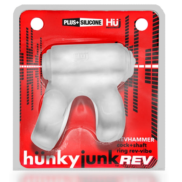 Hunkyjunk Revhammer Shaft Vibe Ring - Clear Ice w/Blue Vibe