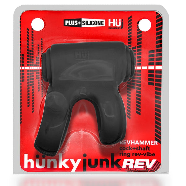 Hunkyjunk Revhammer Shaft Vibe Ring - Tar Ice w/Red Vibe