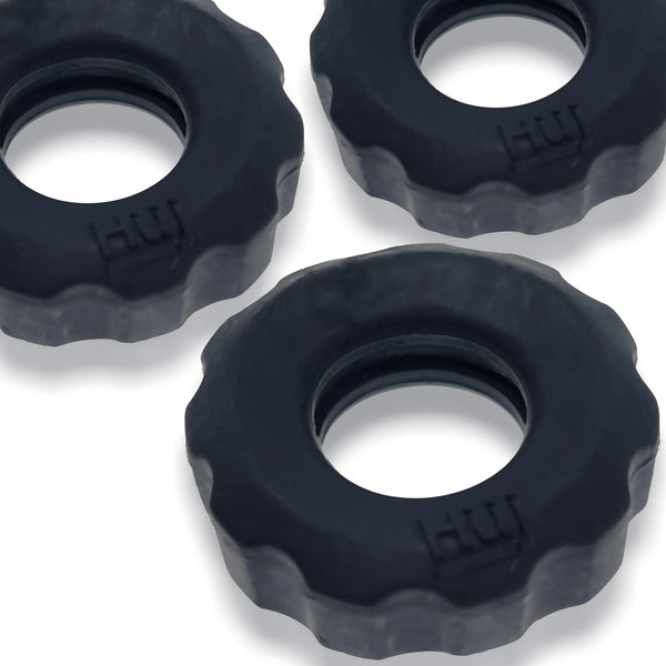 Hunky Junk Super Huj 3 Pack Cockrings - Tar Ice