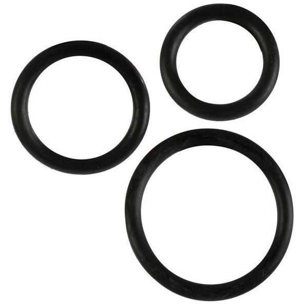 Rubber Cock Ring Black 3 Piece
