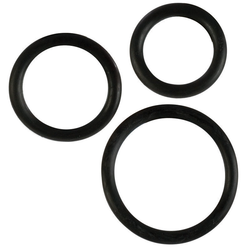Rubber Cock Ring Black 3 Piece