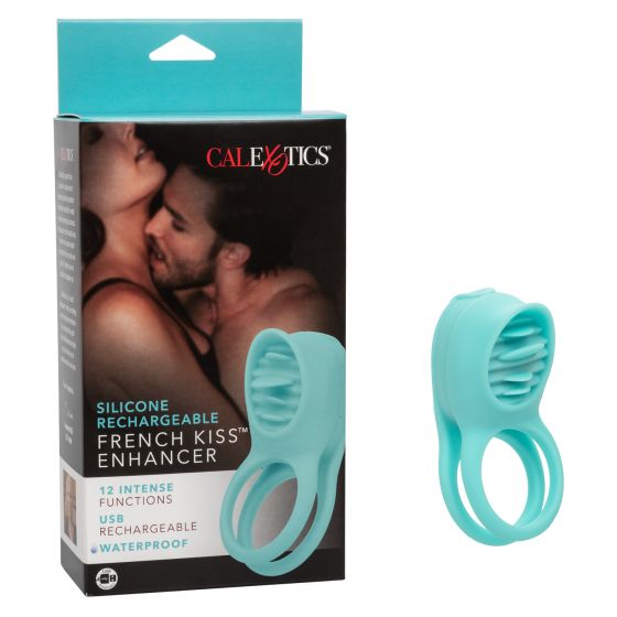 Couple's Enhancers Silicone Rechargeable French Kiss Enhancer - Teal