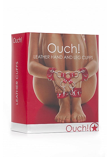 Shots Ouch Leather Hand & Leg Cuffs - Red