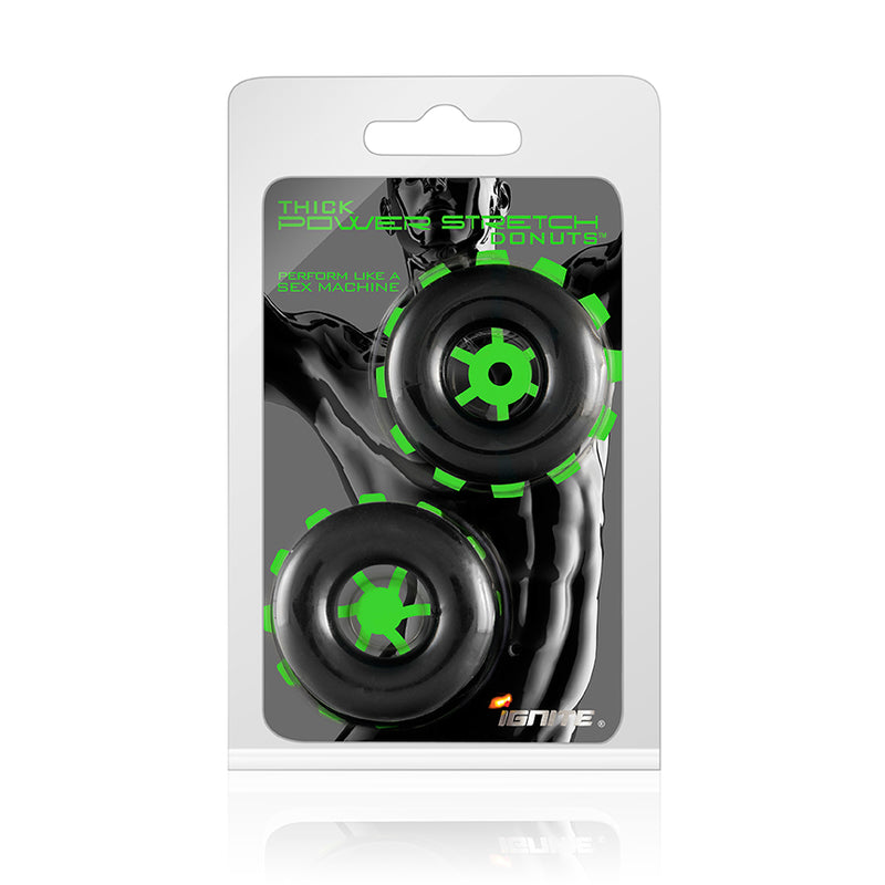 Ignite Thick Power Stretch Donuts - Black Pack of 2