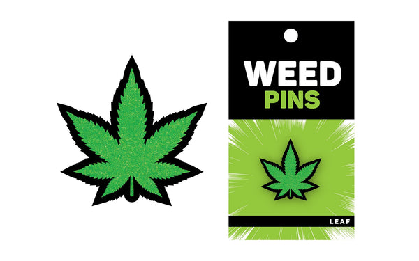 GREEN GLITTER LEAF PIN