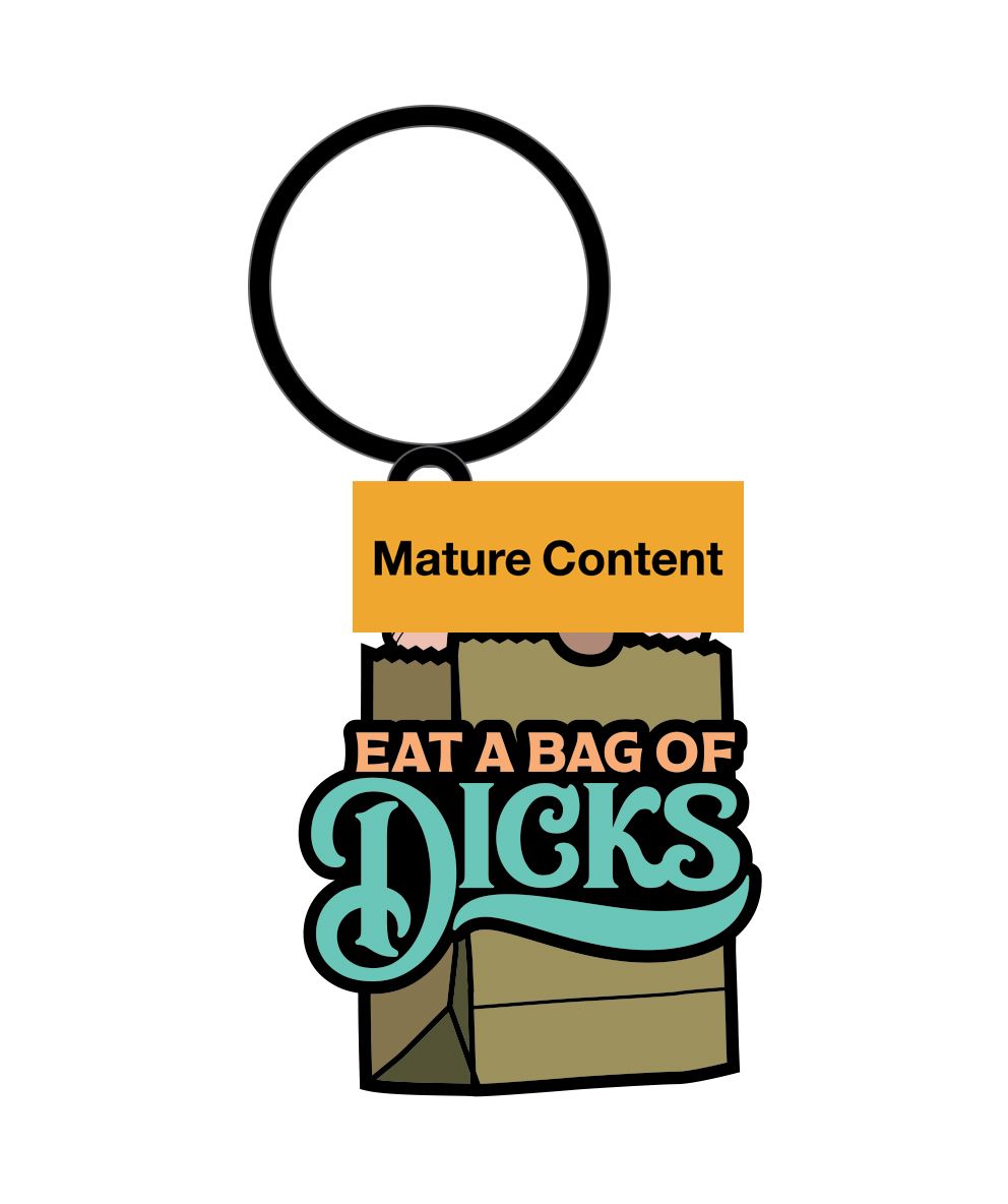 Wood Rocket Eat A Bag of Dicks Keychain - Tan