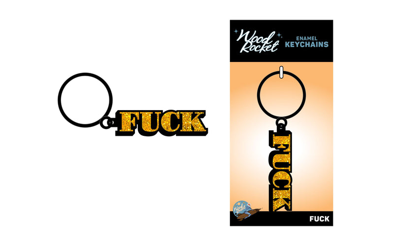 Wood Rocket Fuck Keychain - Gold