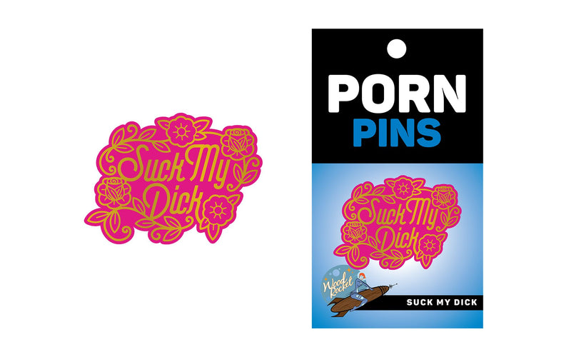 Wood Rocket Porn Suck My Dick Pin - Pink/Gold