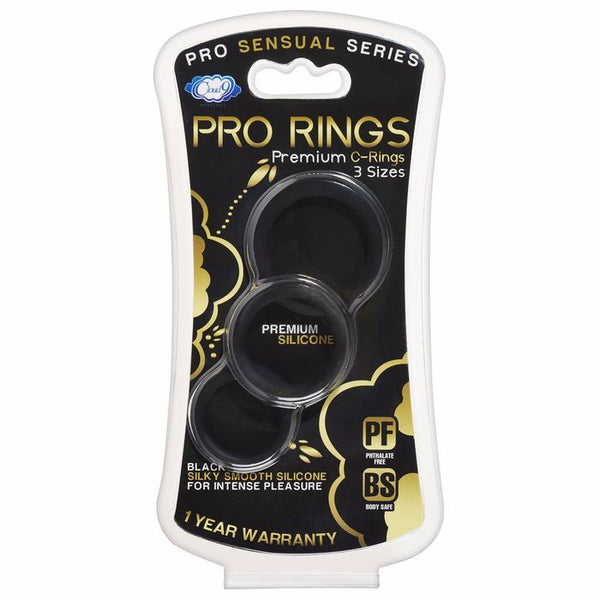 Pro Sensual Silicone Cock Ring 3 Pack - Black