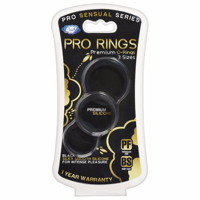 Pro Sensual Silicone Cock Ring 3 Pack - Black