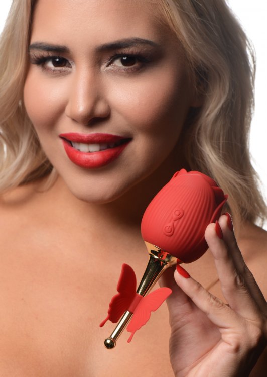 Inmi Bloomgasm Flutter Rose Sucking Rose w/Butterfly Teaser - Red