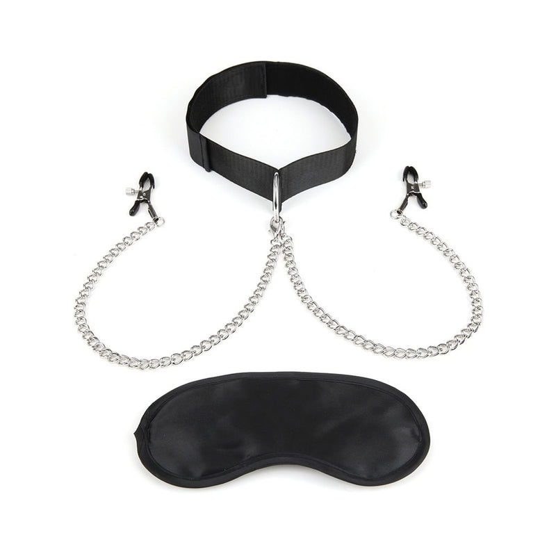 Lux Fetish Collar And Nipple Clips