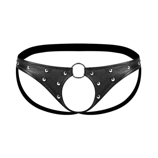 Fetish Cyclops Nylon Spandex Pouchless Jock Strap Black L/XL