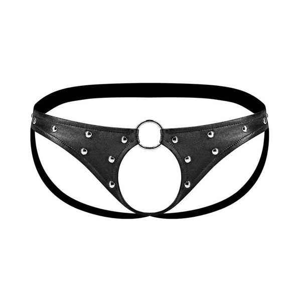 Fetish Cyclops Nylon Spandex Pouchless Jock Strap Black L/XL