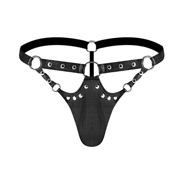 Fetish Jouster Nylon & Spandex Front Ring G-String Black S/M