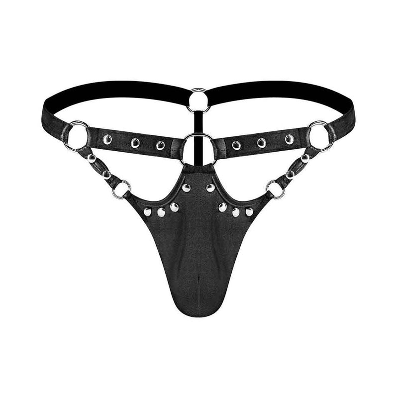 Fetish Jouster Nylon & Spandex Front Ring G-String Black S/M