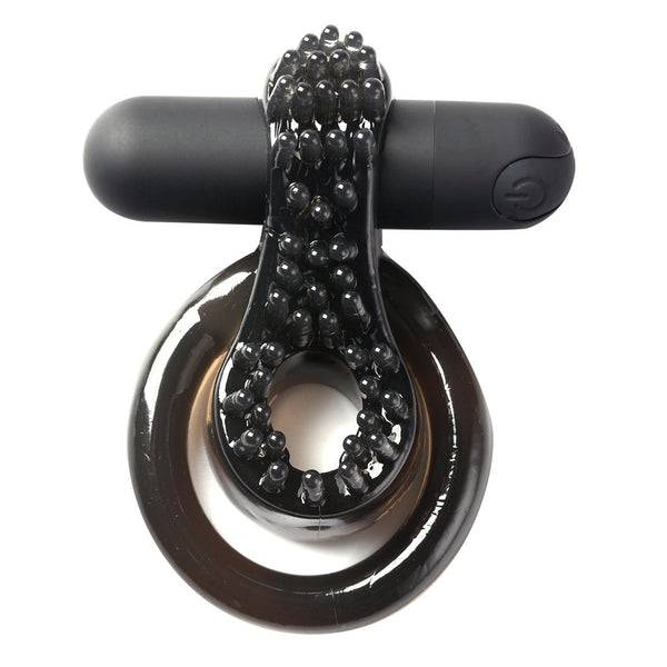 JAGGER RECHARGEABLE VIBRATING COCK RING BLACK SLEEVE