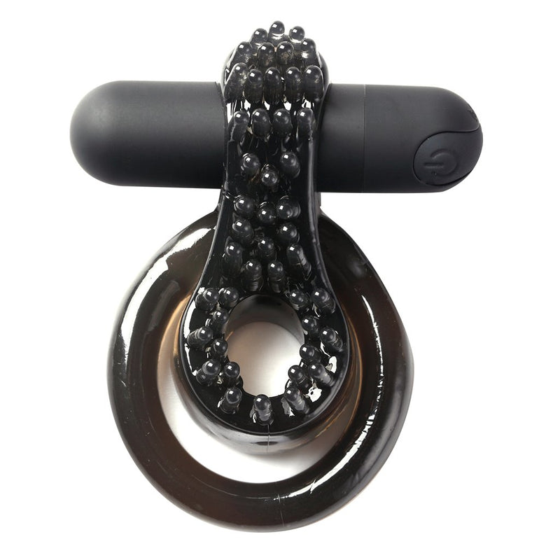 JAGGER RECHARGEABLE VIBRATING COCK RING BLACK SLEEVE