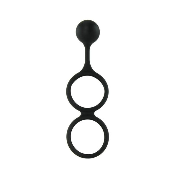 My Cock Ring Scrotum Ring With Weighted Ball Banger Silicone Black