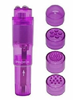 CLOUD 9 NOVELTIES MINI MASSAGER POCKET ROCKET PURPLE W/ 4 ATTACHMENTS
