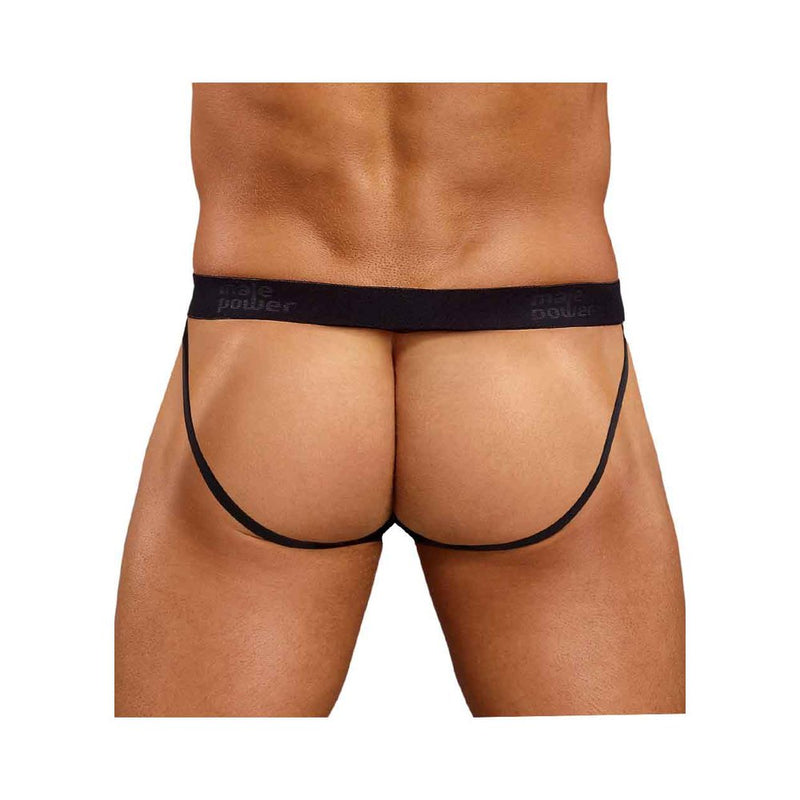 Male Power Satin Lycra Jock Strap S/M Black